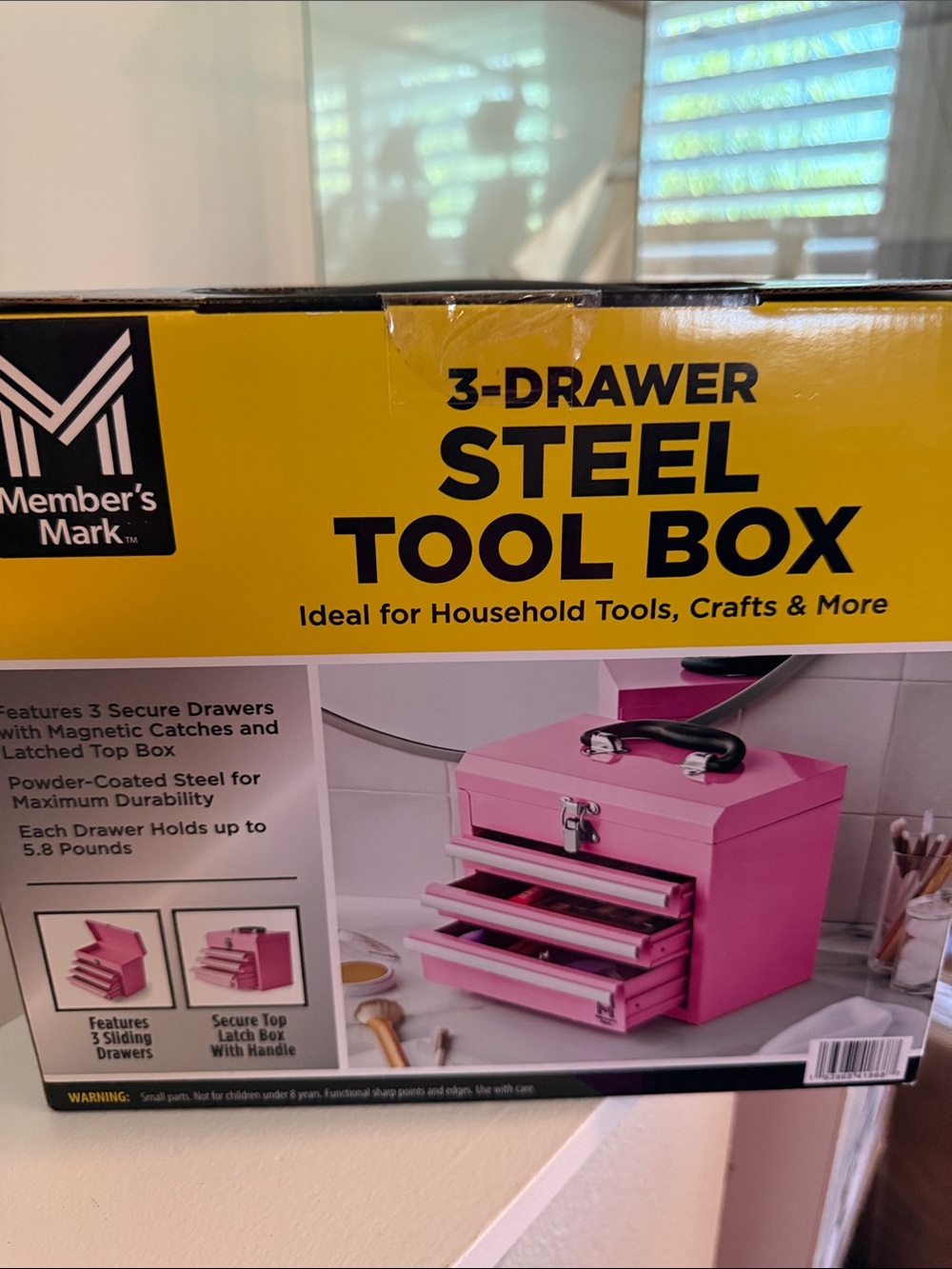 Member's Mark Pink 3-Drawer Steel Tool Box - Compact Organizer